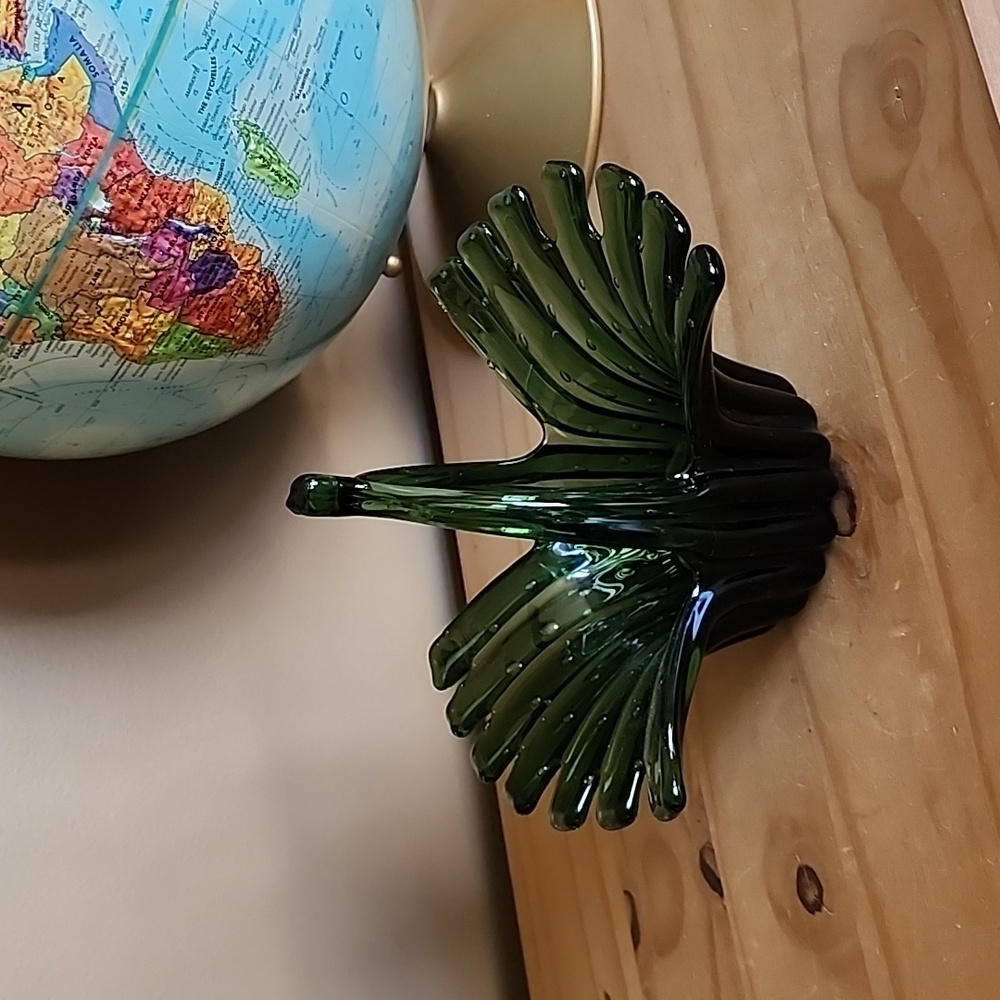 Vintage green art glass bowl